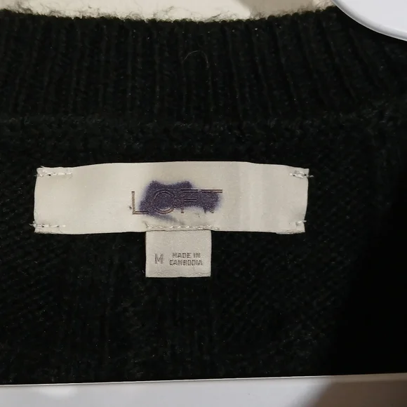 Loft Black Cable Knit Soft Stretch Button Cardigan Medium - Picture 7 of 7